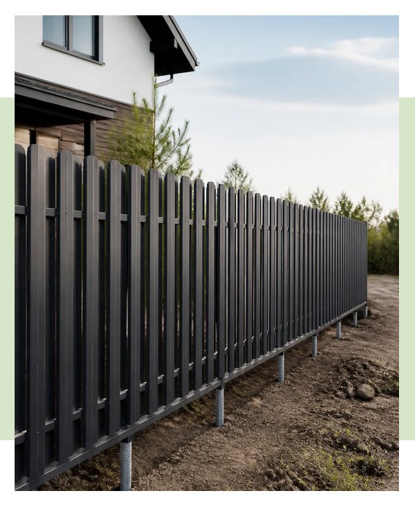 Забор из евроштакетника на сваях в Ставрополе по цене от 6127 р. | ЗаборЭксеперт-Ств